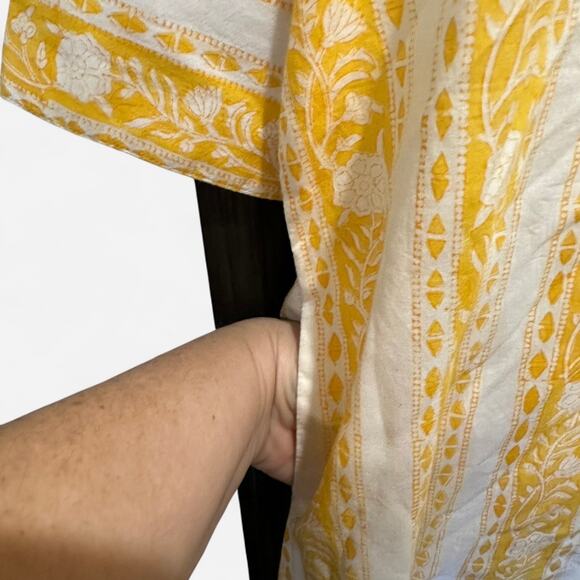 Madison Matthews 100% Cotton Coastal Shirt Dress Yellow White Resort Wear Beach - Picture 8 of 11